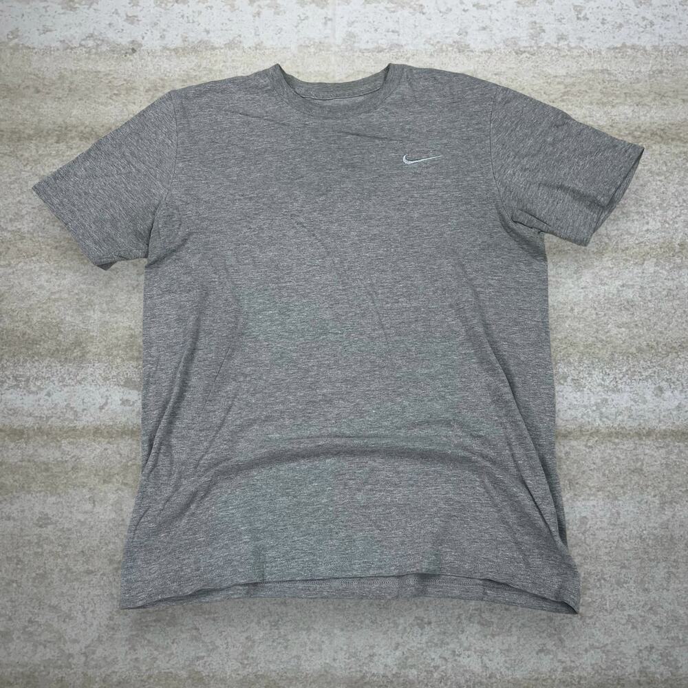 Vintage Y2K Nike Shirt Mens L Grey Subtle Swoosh Cotton Short Sleeve